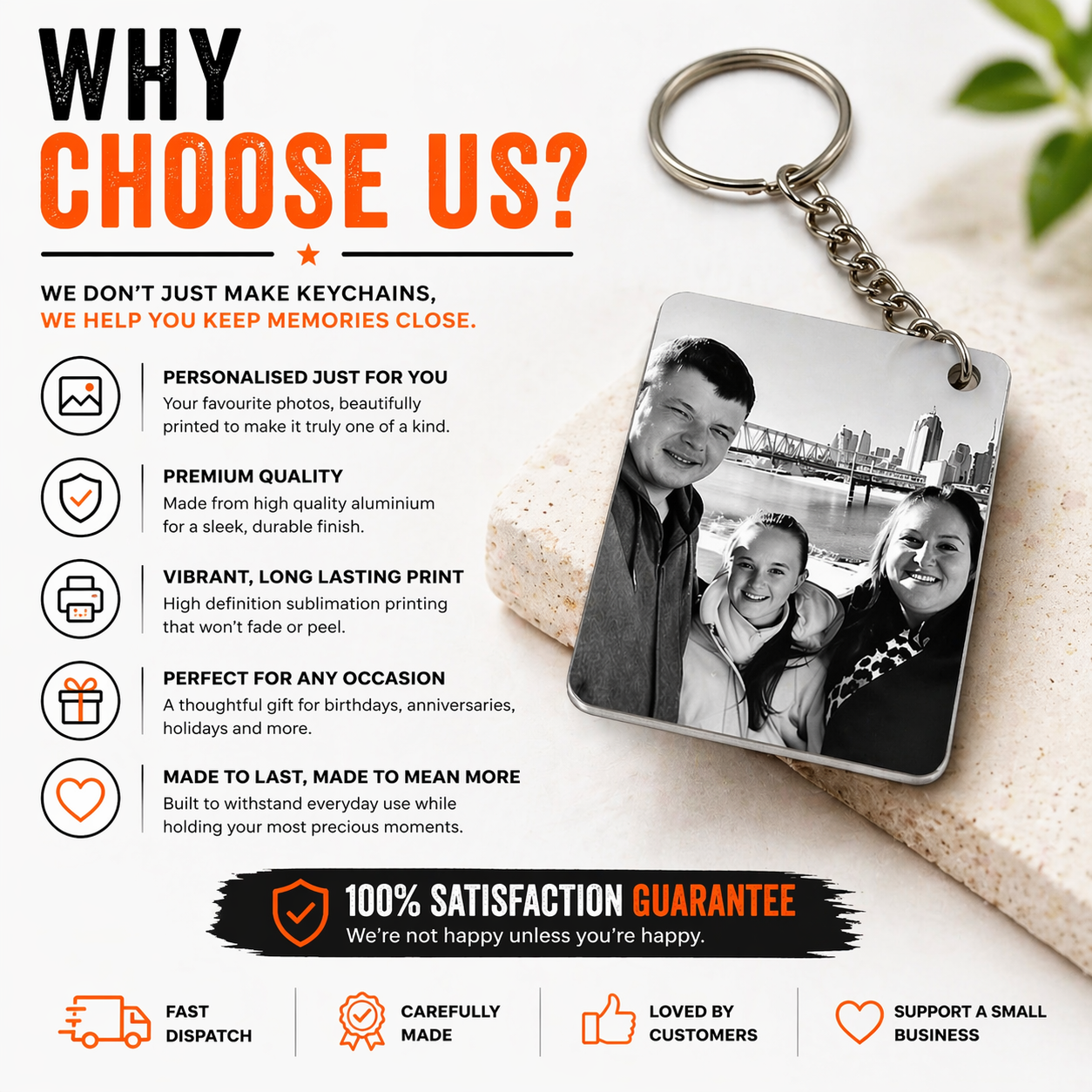 Custom Photo Keychain – Personalised Metal Picture Keyring Gift