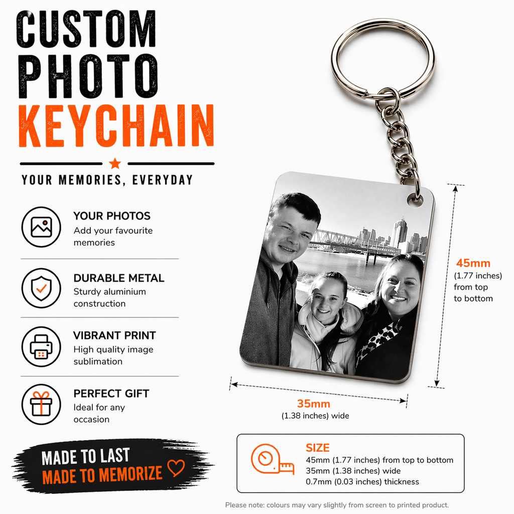 Custom Photo Keychain – Personalised Metal Picture Keyring Gift